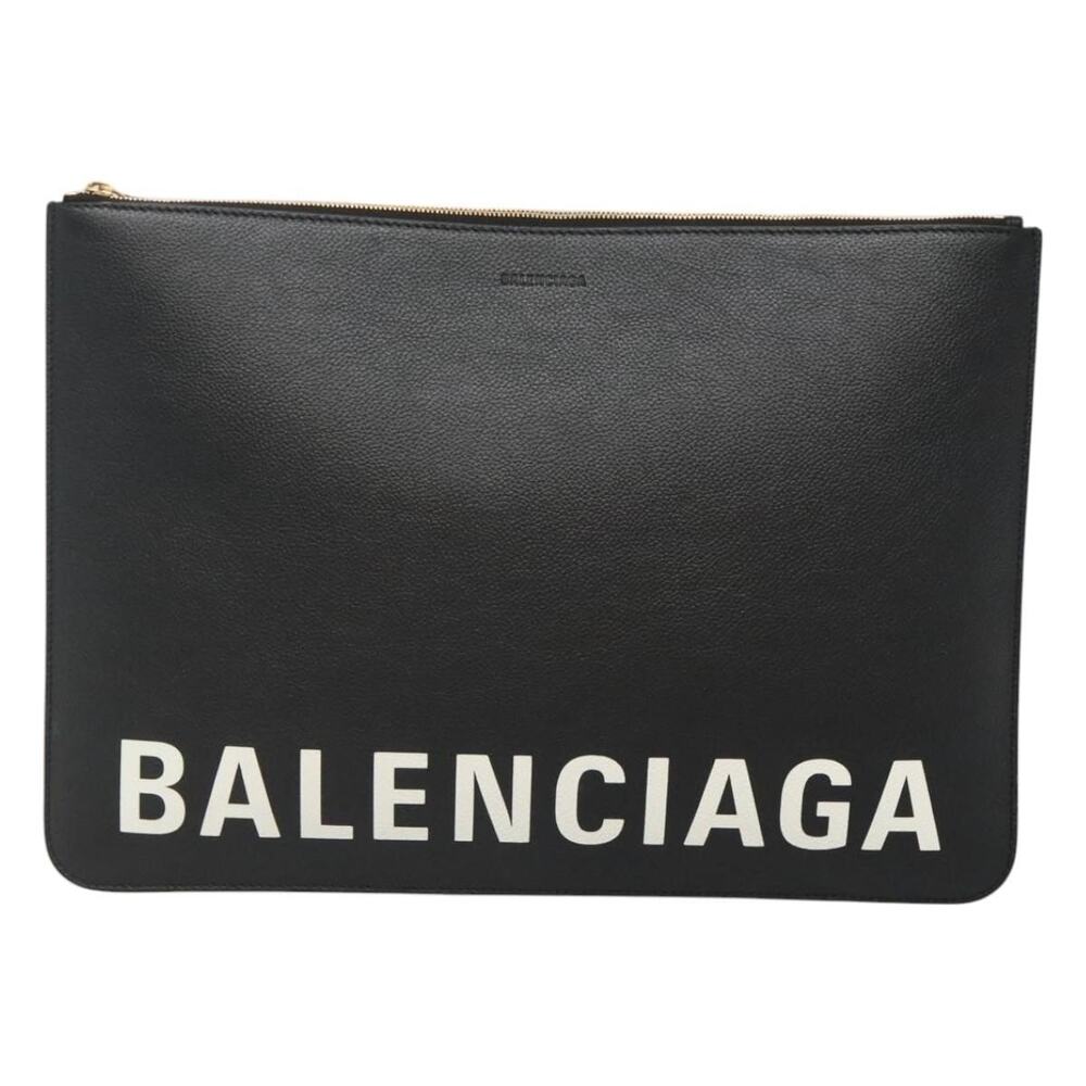 Balenciaga Leather Clutch Bag Black